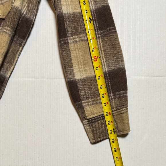 VINTAGE Outerwear from SEARS Men's Wool Linen Blend Plaid Jacket Brown Tan Large - Picture 5 of 9